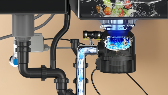 帝普森厨余垃圾处理器D66粉碎过程示意图